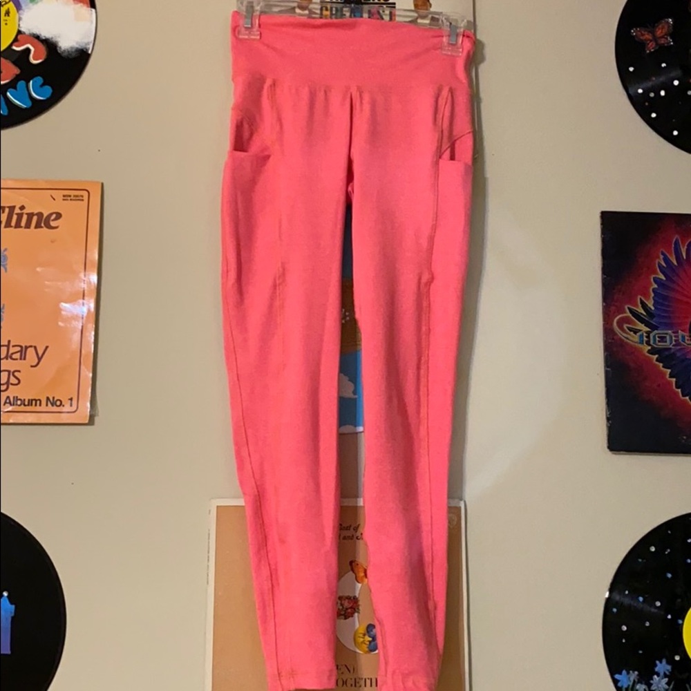 Bright pink leggings